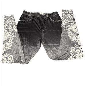 Floral print leggings denim style  stretchable plus size 0XL - 12
